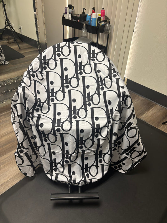 Black & White Monogram Barber Cape