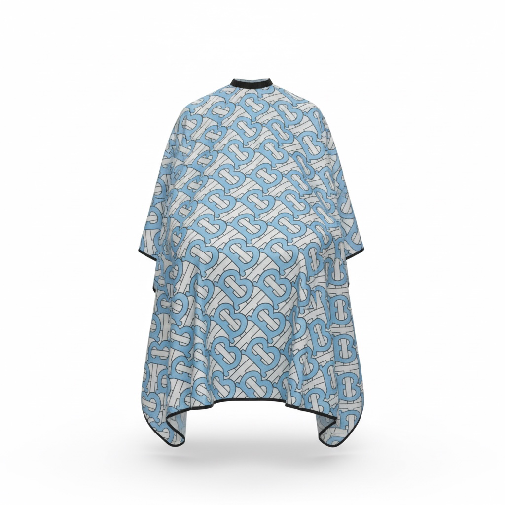Baby Blue Monogram Barber Cape