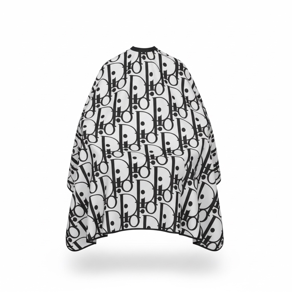 Black & White Monogram Barber Cape