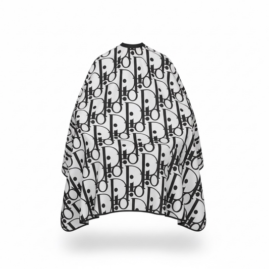Black & White Monogram Barber Cape