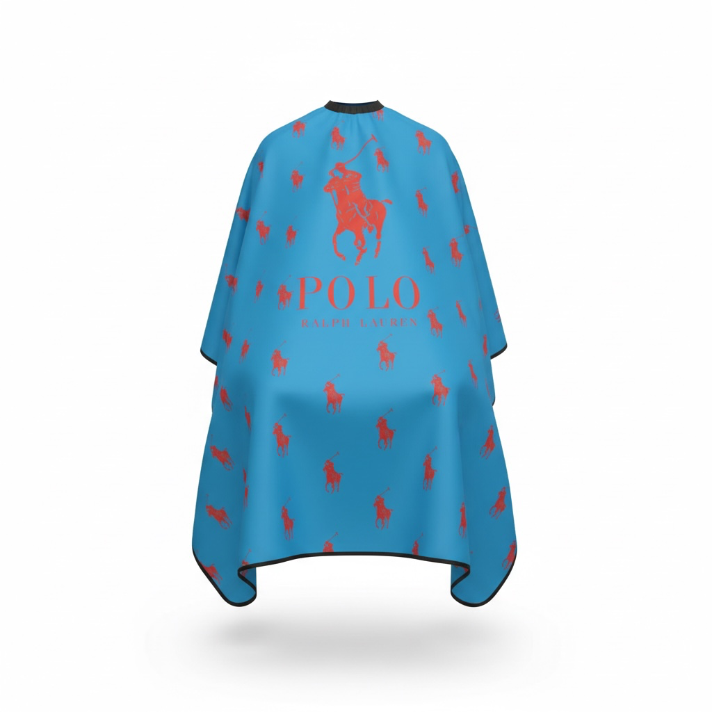 Blue & Red Equestrian Barber Cape