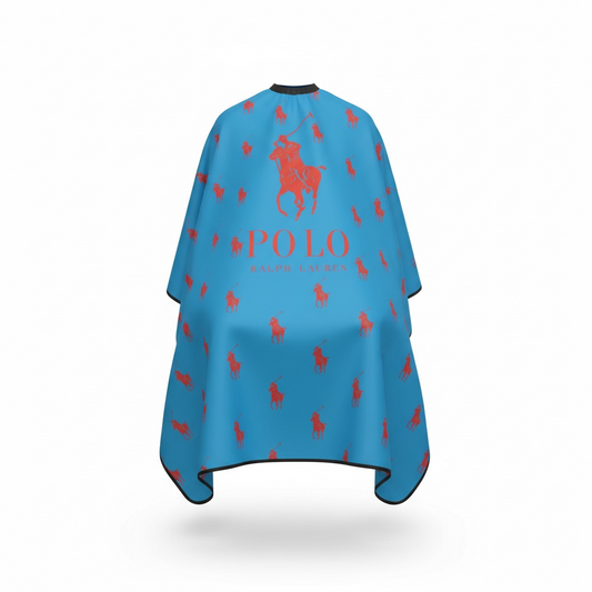 Blue & Red Equestrian Barber Cape