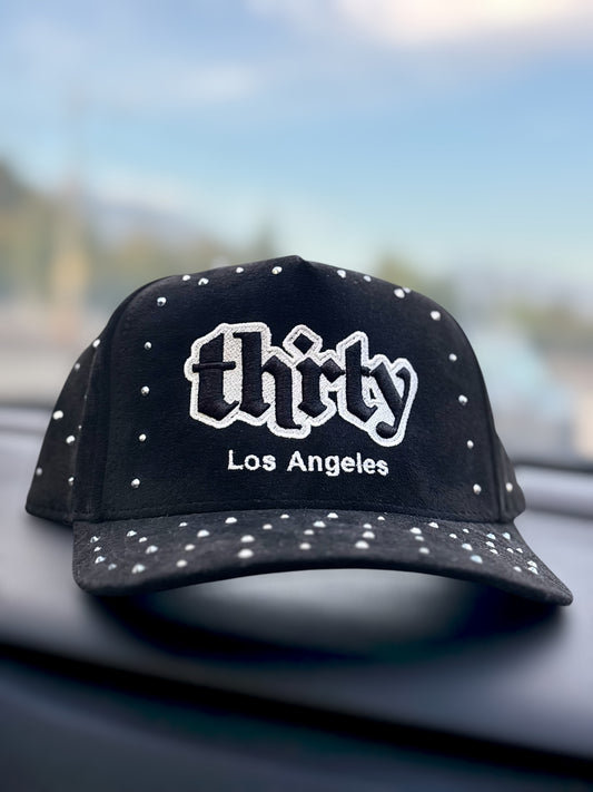 All Over Rhinestones Snapback — Black