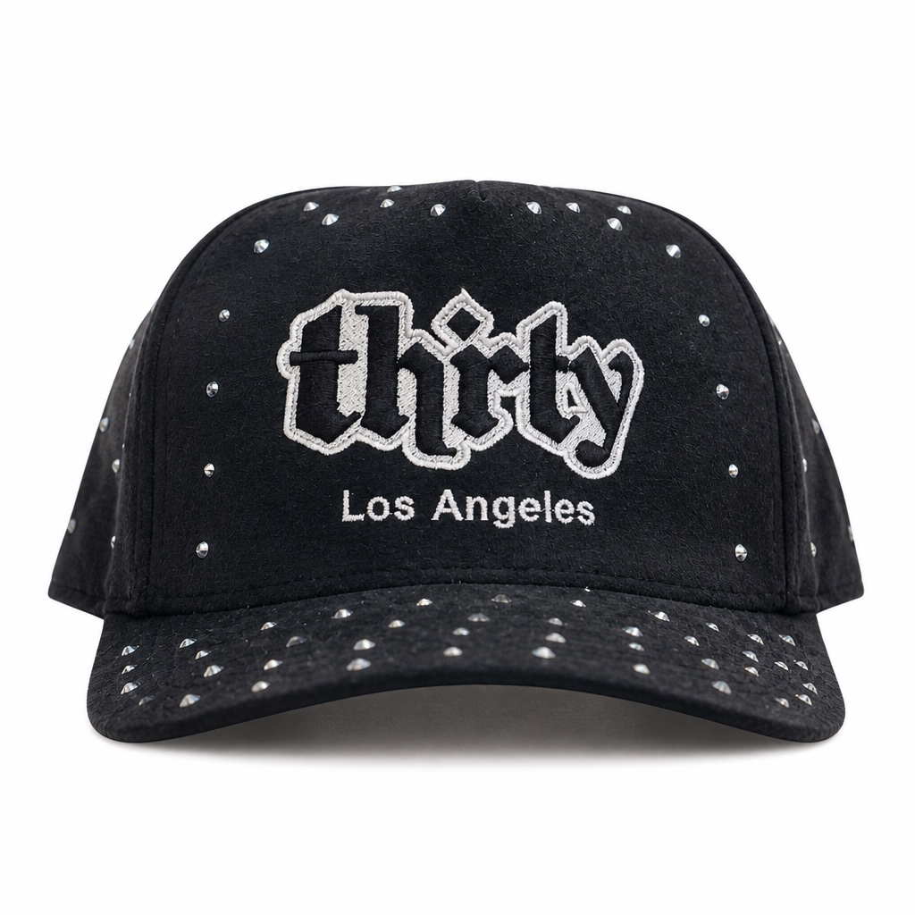 All Over Rhinestones Snapback — Black