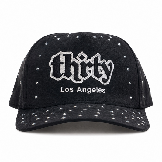 All Over Rhinestones Snapback — Black