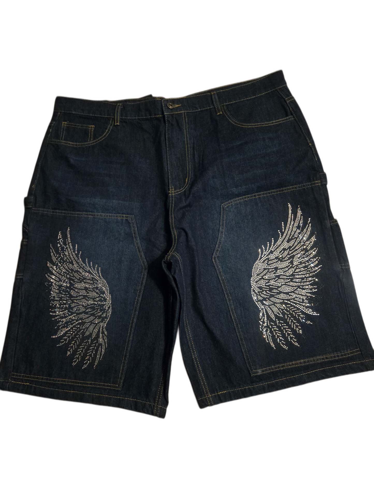 Rhinestone Wing Denim Shorts